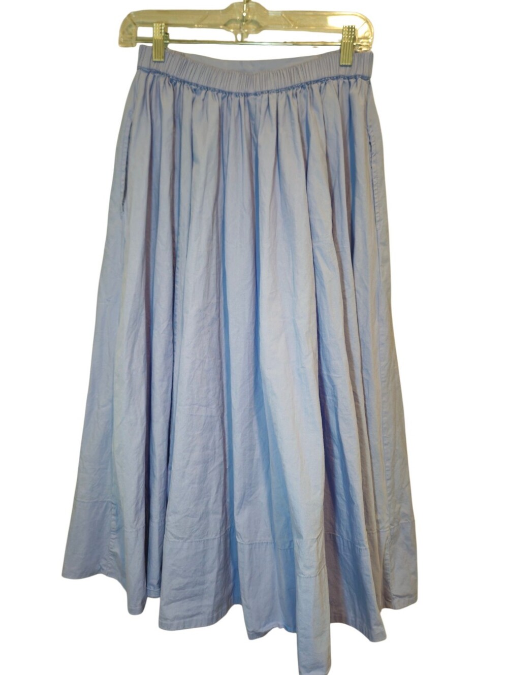 Free People Lowen Midi Skirt Blue Cotton A-Line Pull On XS - Picture 9 of 13